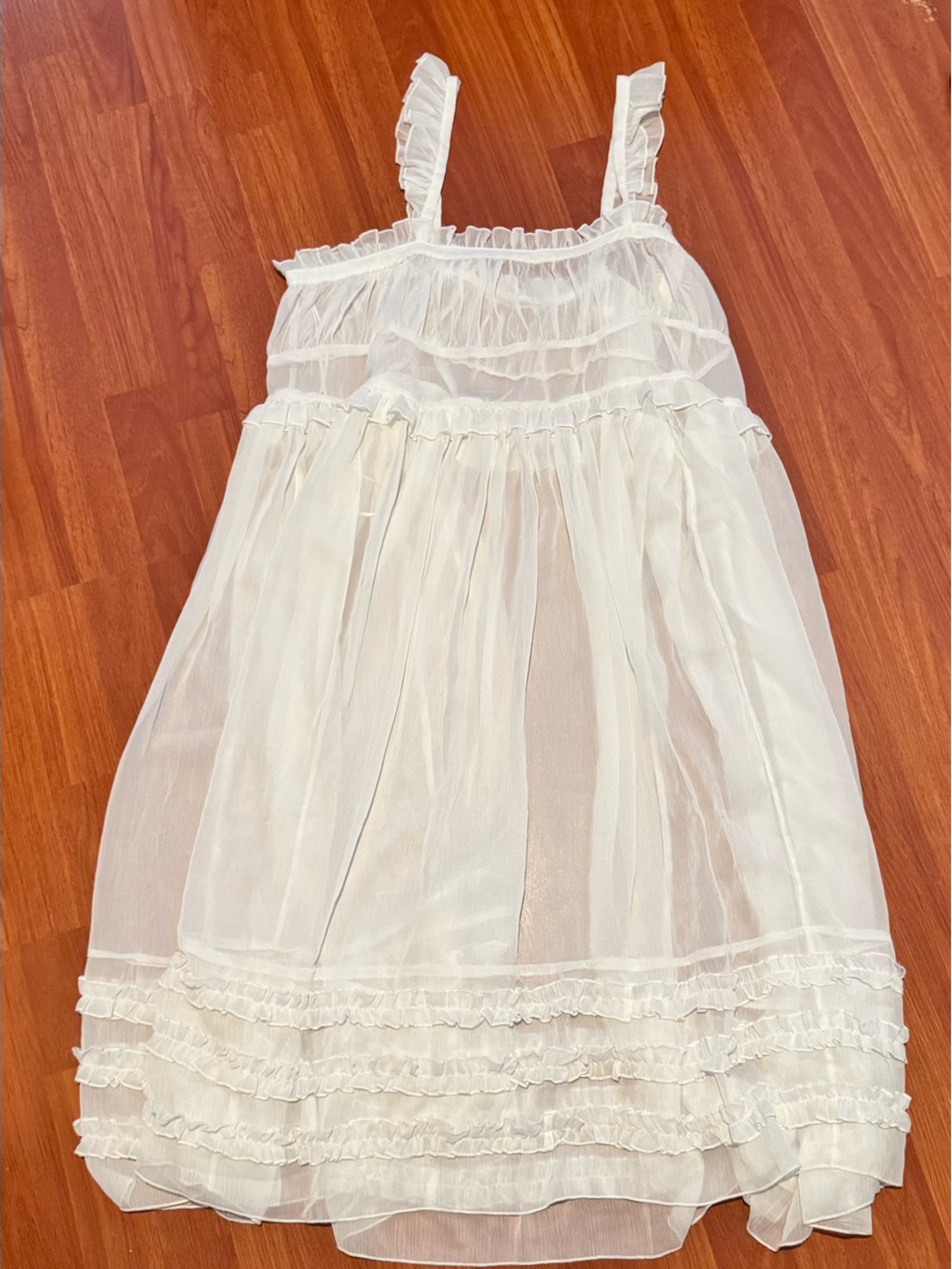Intimately Free People Moon Phase Midi Slip Dress Ruffle Swingy Sheer S 277712 - Picture 4 of 5